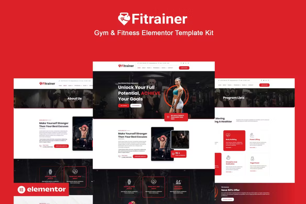 Fitrainer-Gym & Fitness Elementor Template Kit