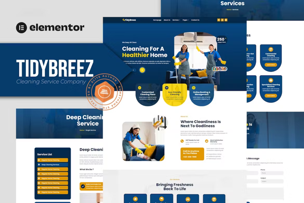 Tidybreez Cleaning Service Company Elementor Template Kit