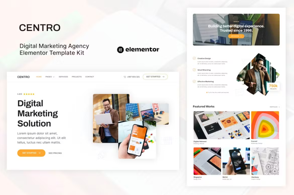 Centro Digital Marketing Agency & Portfolio Elementor Template Kit