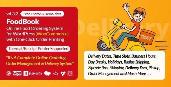 FoodBook Plugin Online Food Ordering System for WordPress with One-Click Order Printing