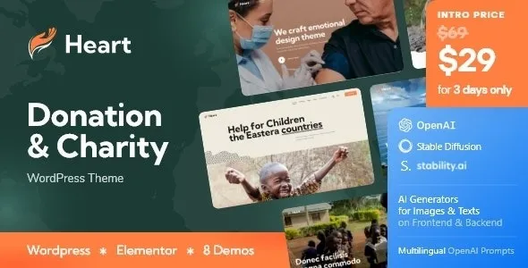 Heart Theme Donation & Charity Non-Profit WordPress Theme + AI
