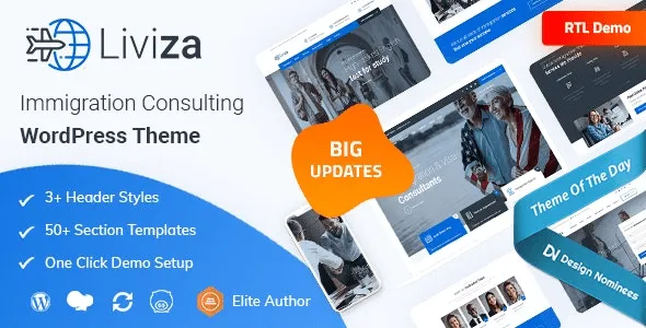 Liviza WordPress Theme - Immigration Consulting + RTL