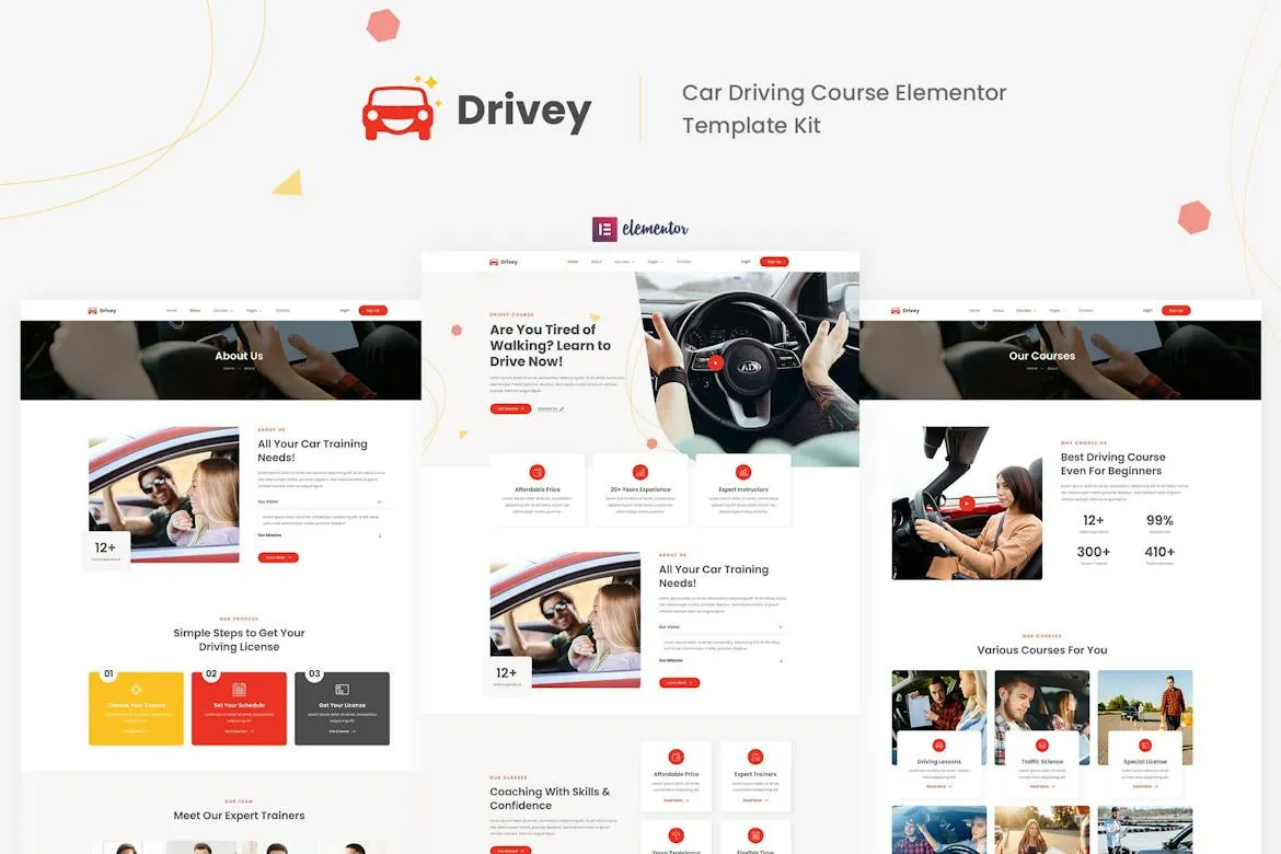 Drivey Car Driving Course Elementor Template Kit