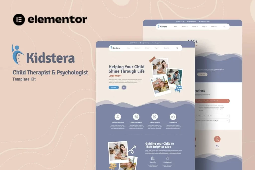 Kidstera Child Therapist & Psychologist Elementor Template Kit
