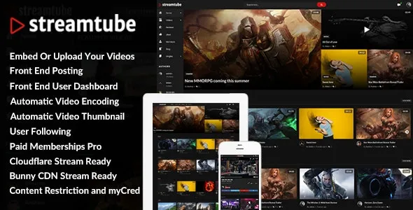 StreamTube Video Streaming WordPress Theme